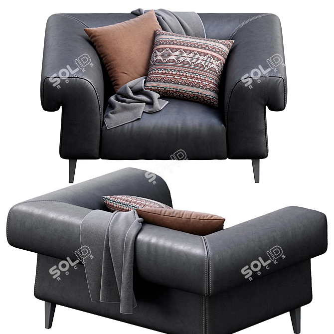 Sleek Leather Soho Armchair 3D model image 3