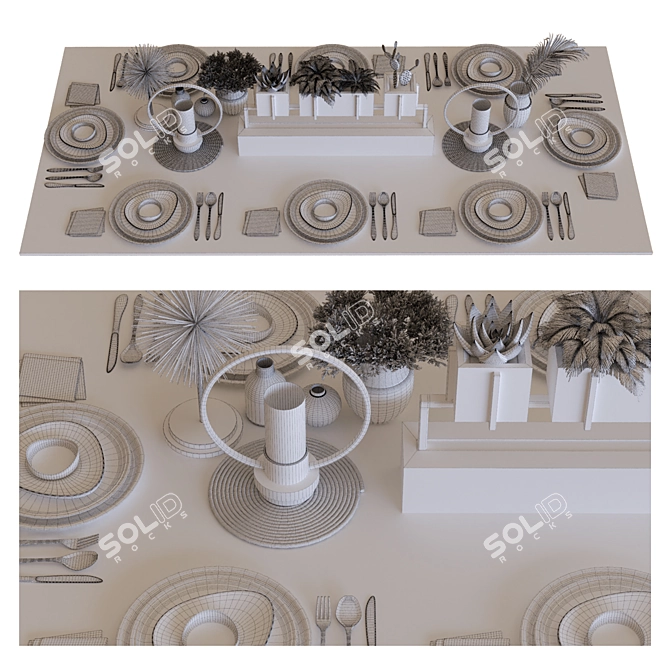 Modern Dining Table Set 010 3D model image 5