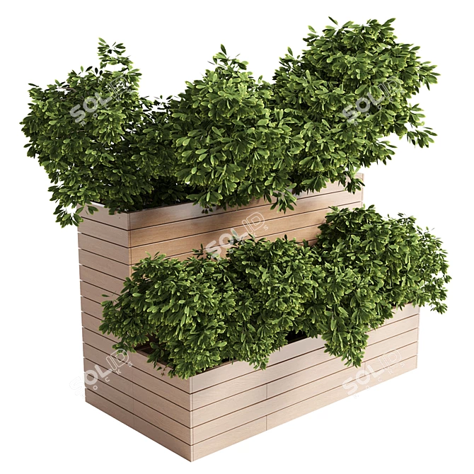 Outdoor Wood Box Plant - 14 3D model image 1