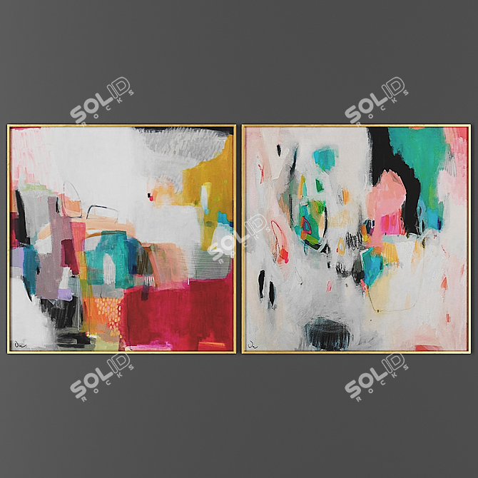 Modern Art Picture Frames Set 3D model image 1