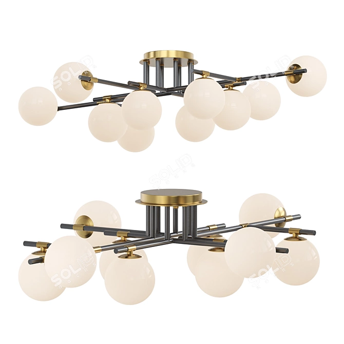 Elegant Mat Glass Chandelier 3D model image 1