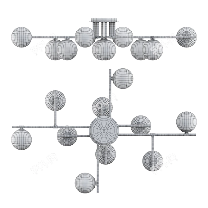 Elegant Mat Glass Chandelier 3D model image 3