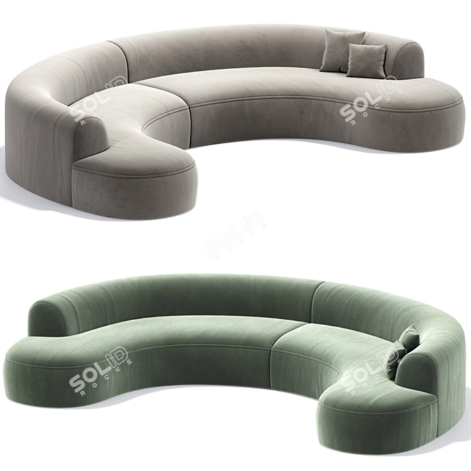 Curvy Comfort Sectional Sofa 3D model image 1