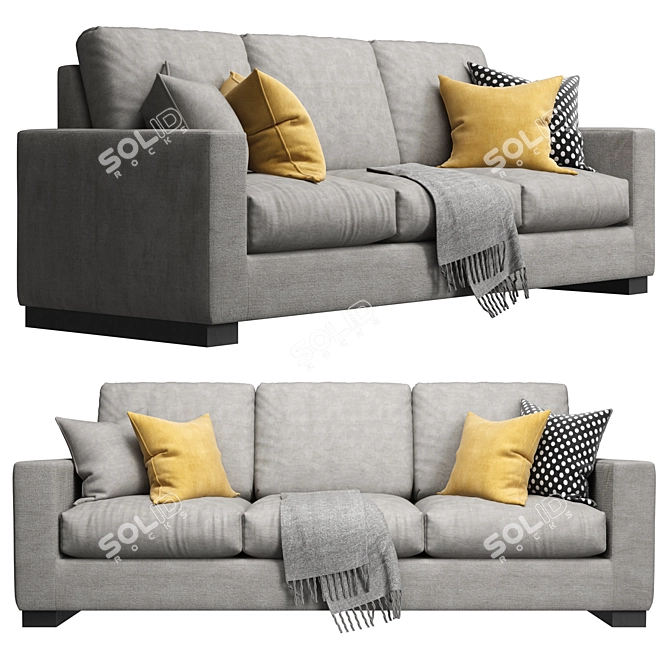 Wesley Hall Ample Sofa: Sleek and Stylish Comfort 3D model image 1