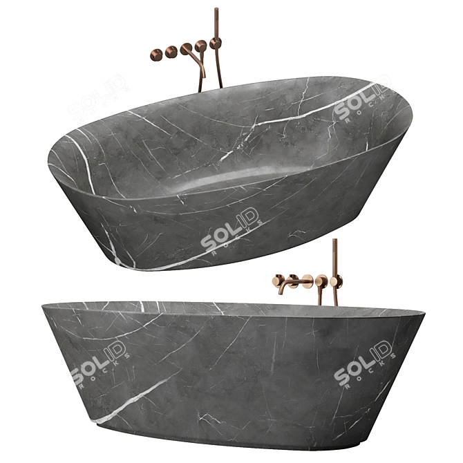 Cocoon Stone Bath: A Natural Oasis 3D model image 1