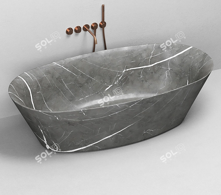 Cocoon Stone Bath: A Natural Oasis 3D model image 2