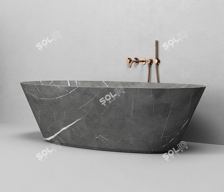 Cocoon Stone Bath: A Natural Oasis 3D model image 3