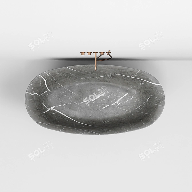 Cocoon Stone Bath: A Natural Oasis 3D model image 4