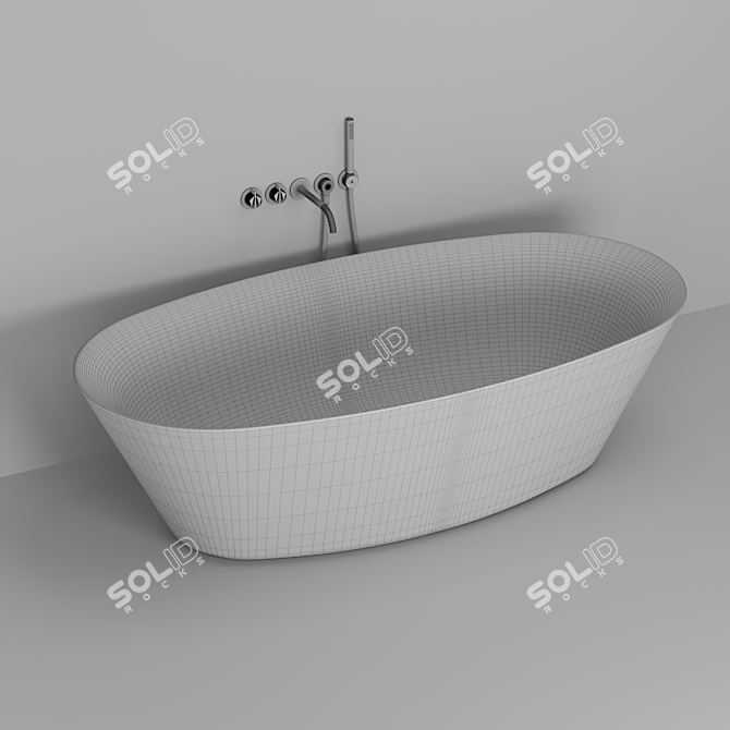 Cocoon Stone Bath: A Natural Oasis 3D model image 5
