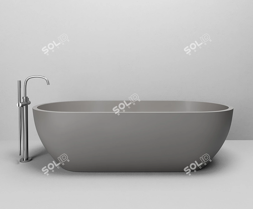 Cocoon Solid Stone Bath: Timeless Elegance 3D model image 3