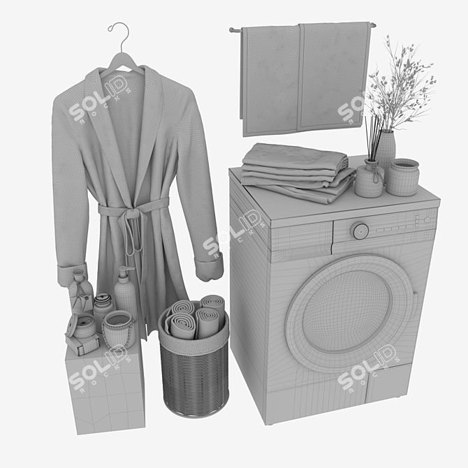 Modern Bathroom Accessories Set 3D model image 4