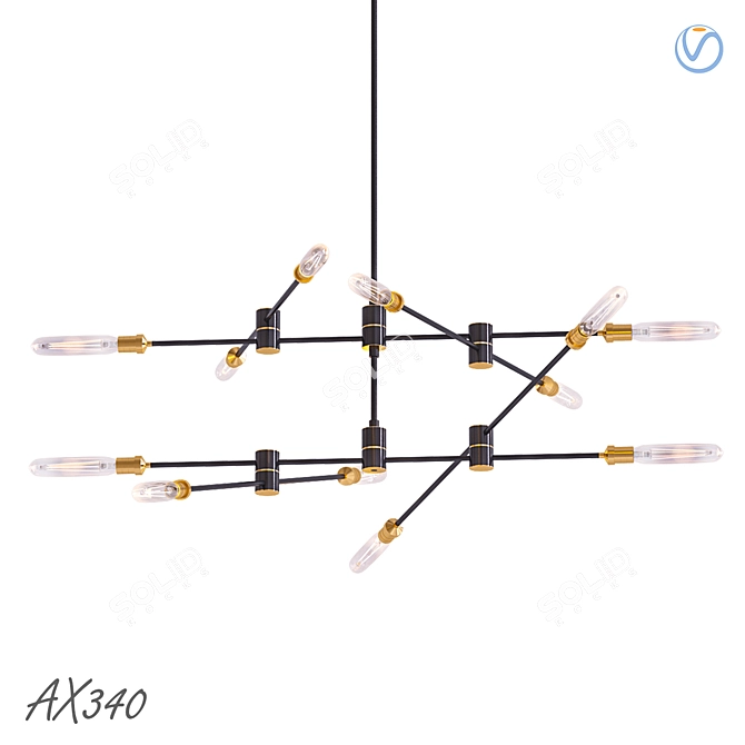 Industrial Style Metal Chandelier 3D model image 1