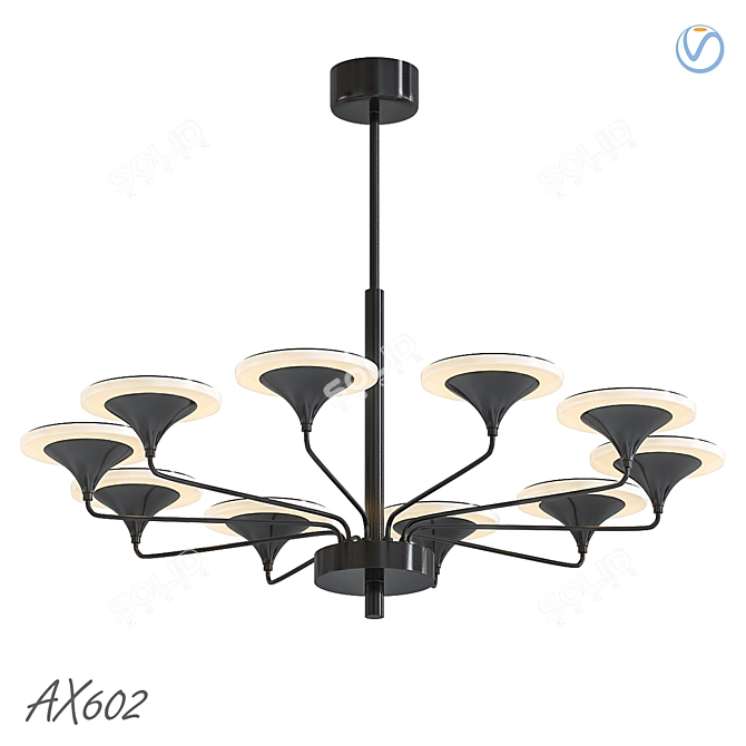 Modern LED Black and White Chandelier 3D model image 1