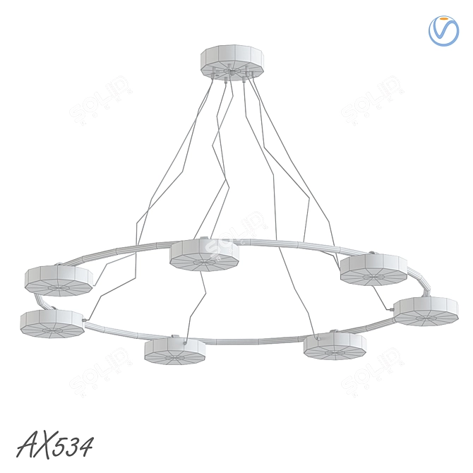LED Ring Chandelier, AX534 3D model image 2