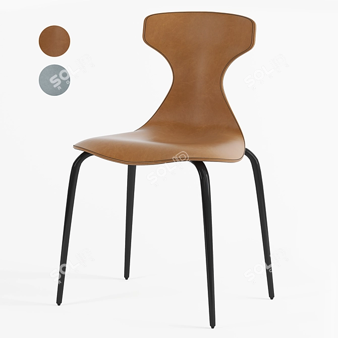 Elegant Leather Dining Chair 3D model image 1