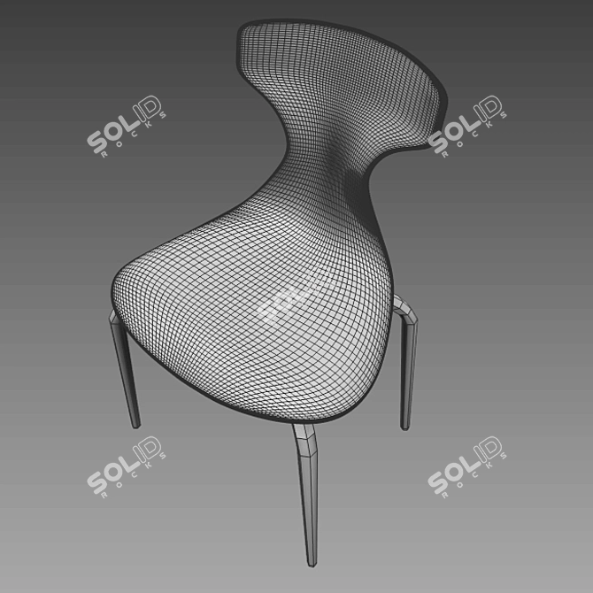 Elegant Leather Dining Chair 3D model image 4