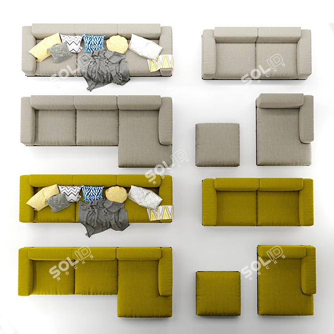 Elegant Arflex Claudine Sofa 3D model image 3