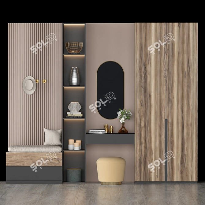 Stylish Spacious Hallway Organizer 3D model image 1