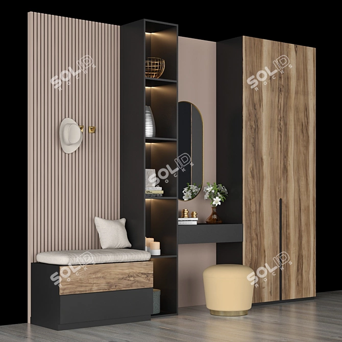 Stylish Spacious Hallway Organizer 3D model image 2