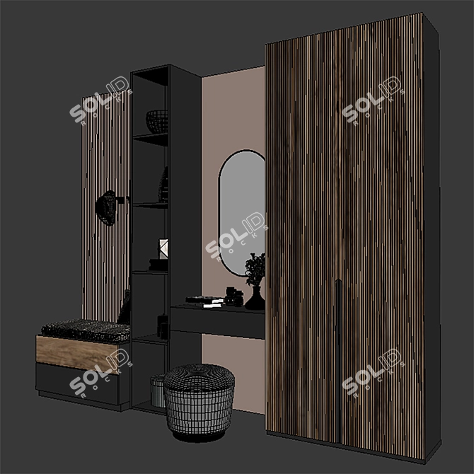 Stylish Spacious Hallway Organizer 3D model image 3