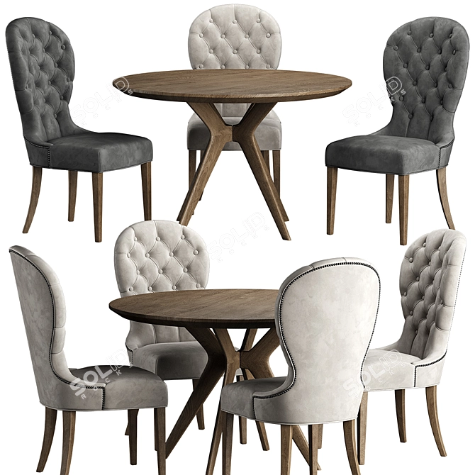 Title: Aria Chair & Clark Table Set 3D model image 1