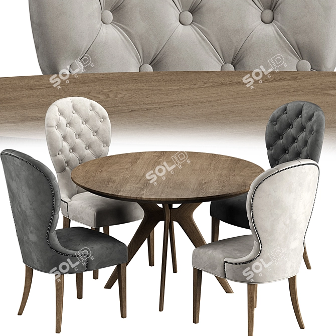 Title: Aria Chair & Clark Table Set 3D model image 2