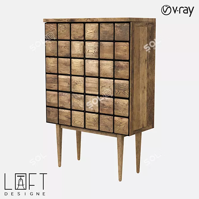 Modern Oak Chest of Drawers | LoftDesigne 7235 Model 3D model image 1