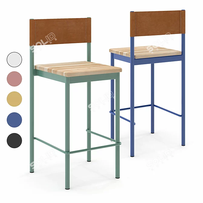 Amigo Modern Leather Counter Stool 3D model image 1