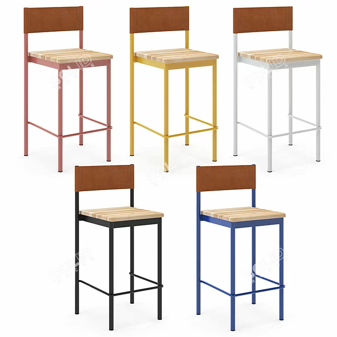 Amigo Modern Leather Counter Stool 3D model image 2