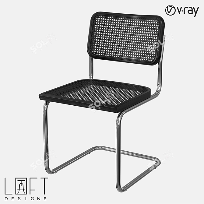 Rattan and Ash Chair: Stylish and Comfortable 3D model image 1