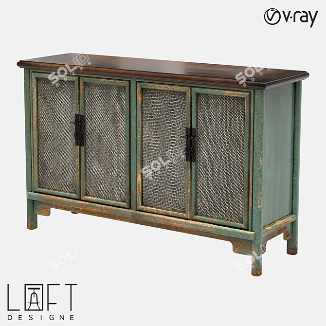 Industrial Rattan Chest: LoftDesigne 80533 3D model image 1