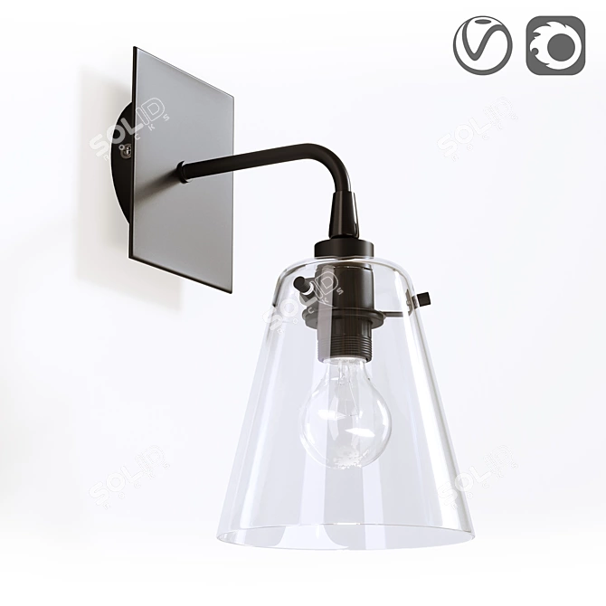 Modern Metal and Glass Lamp 3D model image 1