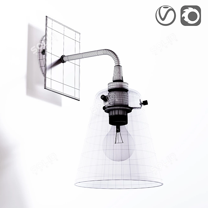 Modern Metal and Glass Lamp 3D model image 2