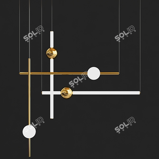 Golden Glow LED Chandelier 3D model image 1