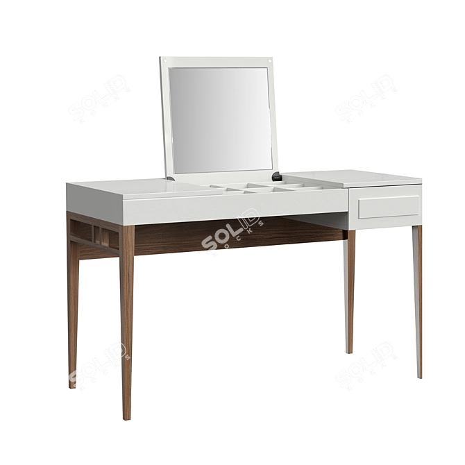 Sleek Grey Dressing Table with Foldable Mirror 3D model image 4