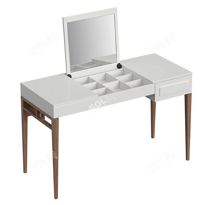 Sleek Grey Dressing Table with Foldable Mirror 3D model image 7