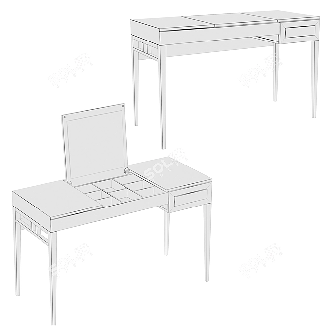 Sleek Grey Dressing Table with Foldable Mirror 3D model image 8