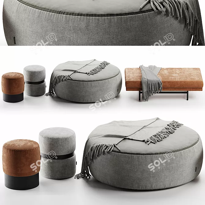 Elegant Pouf Set: Laskasas Luxury 3D model image 2