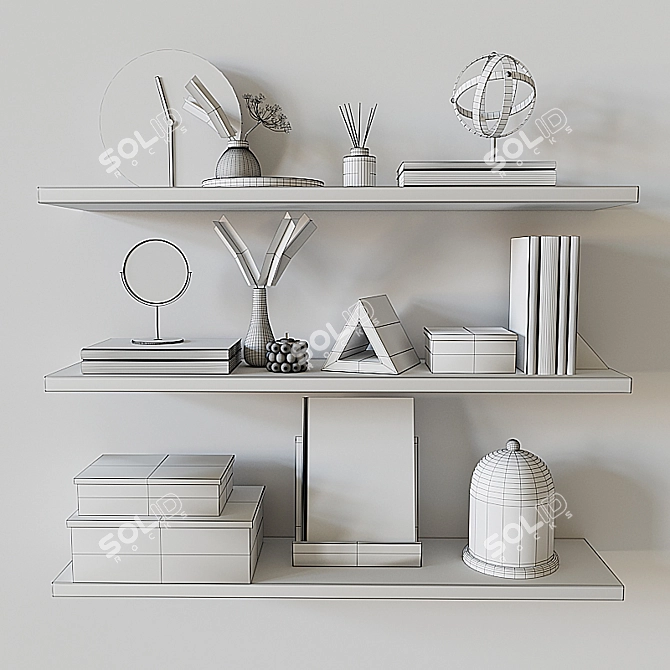 Vintage Bookshelf Set with Decorative Elements 3D model image 5