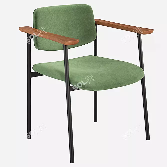 Velvet Warren Chair: Green, Blue, Grey 3D model image 1