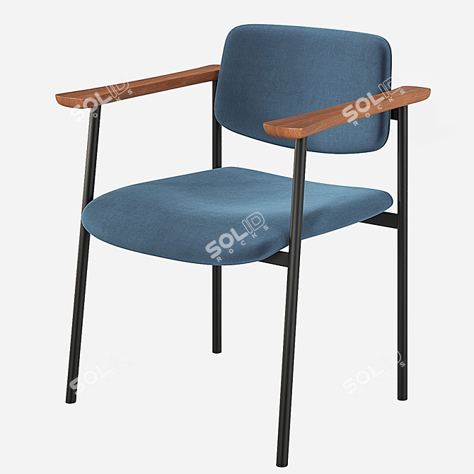 Velvet Warren Chair: Green, Blue, Grey 3D model image 2