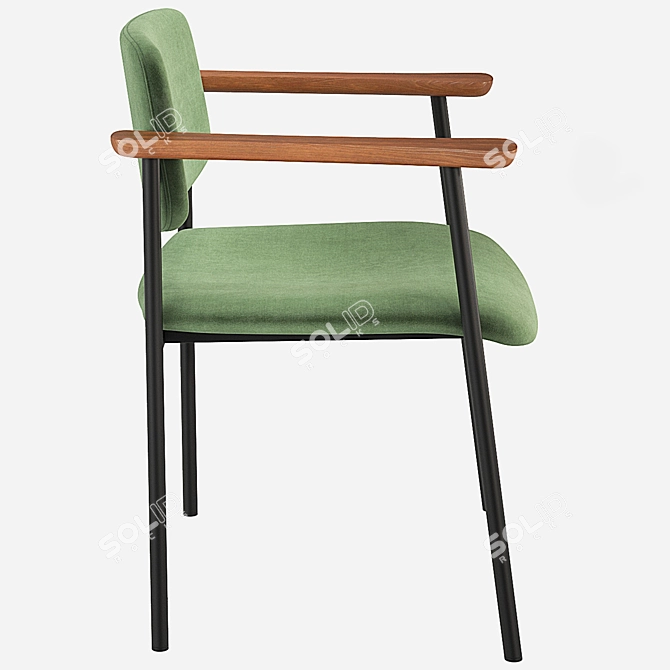 Velvet Warren Chair: Green, Blue, Grey 3D model image 3