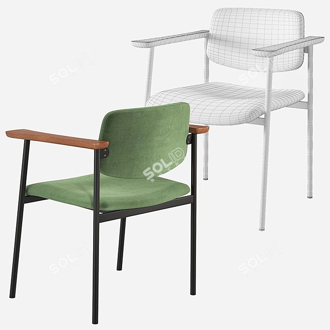 Velvet Warren Chair: Green, Blue, Grey 3D model image 5