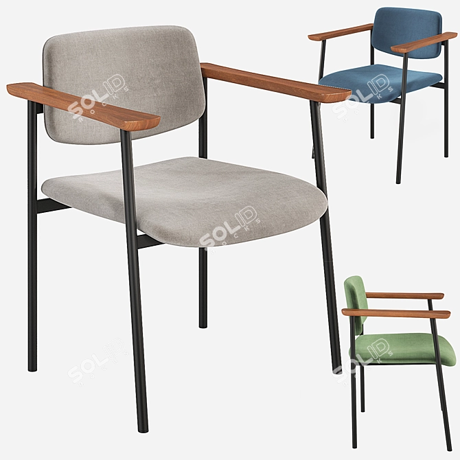 Velvet Warren Chair: Green, Blue, Grey 3D model image 8