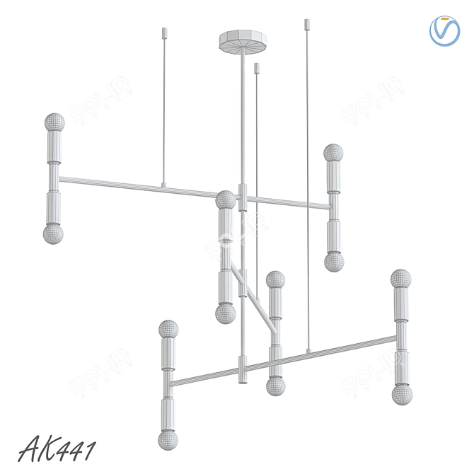 Modern Spruce Chandelier: AK441 3D model image 2