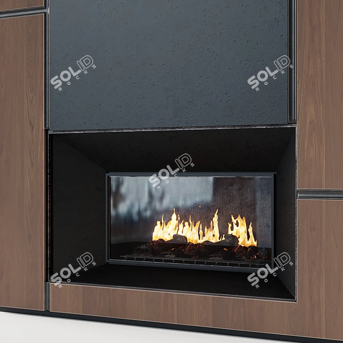 Title: Modern Metal-Insert Fireplace 3D model image 3