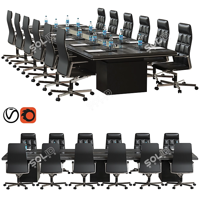 Sleek Conference Table 3D model image 6