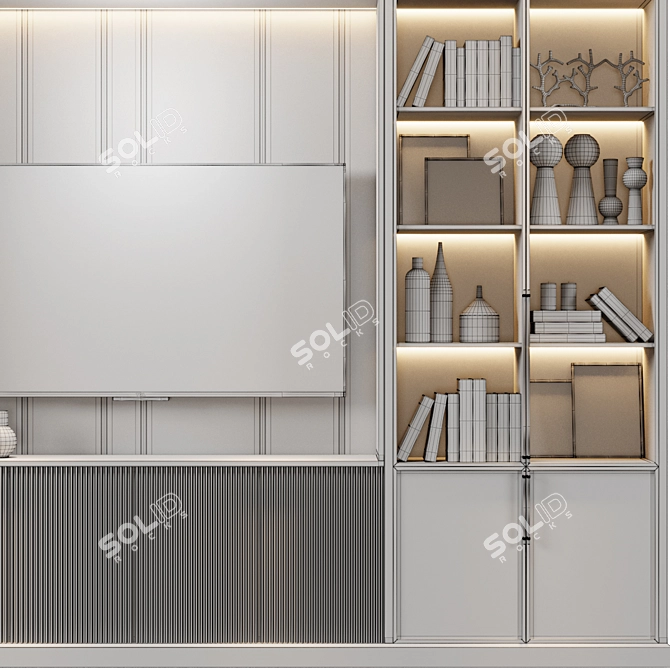 Elegant Neoclassical TV Wall 3D model image 5