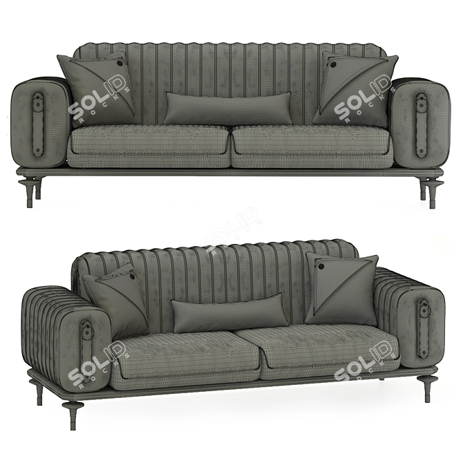Olive Elegance: Premium Leather Sofa 3D model image 4