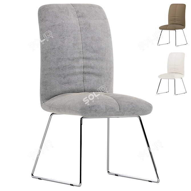 Modern Upholstered Chair Set in Mud Anthracite (Set of 2) 3D model image 1